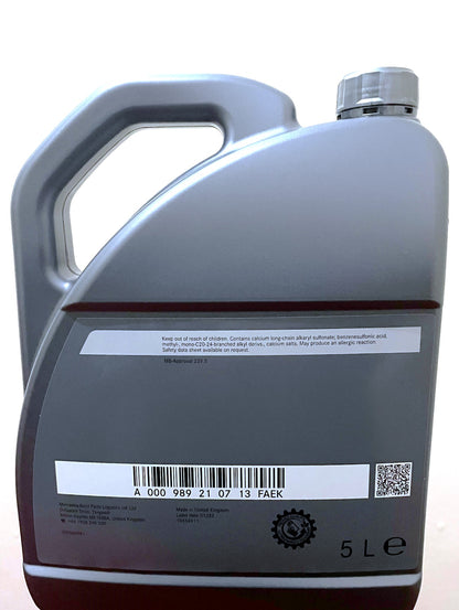 Genuine Mercedes-Benz SAE 5W-40 229.5 Engine Oil A000989210713FAEK - 5L